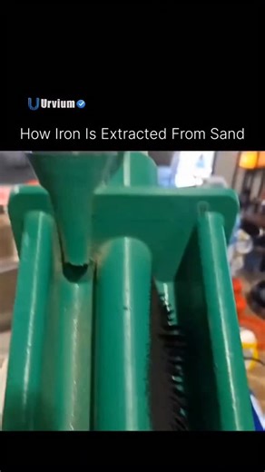 Urvium on Instagram: "Iron can be separated from sand using high-intensity magnets that target magnetic minerals like iron particles. When the sand mixture passes through a strong magnetic field, the iron responds instantly and gets pulled away, while the non-magnetic sand remains untouched. This allows fast and precise separation without chemical processing. This technique is widely used in: • Mining operations • Recycling plants • Industrial material processing It’s a simple demonstration of h