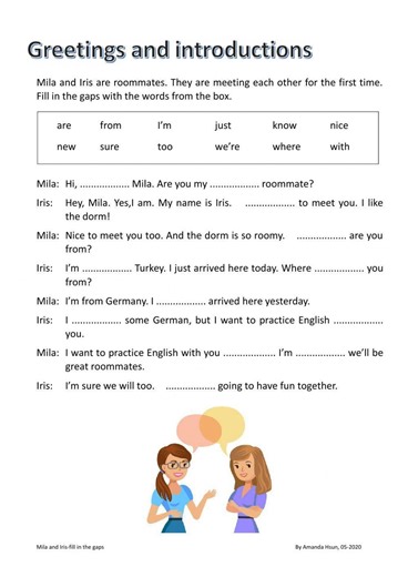 Greetings and introductions interactive worksheet