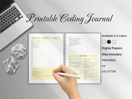 Printable Coding Journal PDF, Developer Logbook, Programming Practice Notebook, Software Engineer Study Tracker A4 US Letter - Etsy