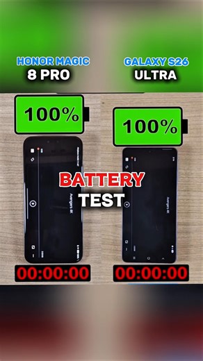 📱 Honor Magic 8 Pro vs Samsung Galaxy S26 Ultra – Battery Test 🔋#shorts