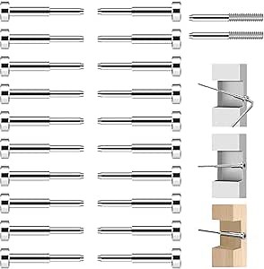 Invisible Cable Railing Kit, 20Pack SST316 Swage Tensioner and Terminal Hidden for Cable Railing, 1/8" Cable Railing Hardware with Spare Thread Stud for Wood/Level/Stair Post