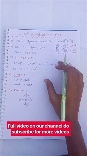 CH4 Hybridization Trick in 30 Sec | CH4 sp3 Hybridization | Methane Shape & Angle