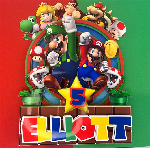 Personalised Super Mario Cake Topper - Etsy