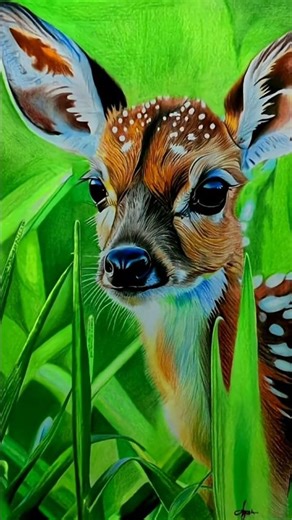 Beautiful little cute deer 🦌 Art proses ❤️ Day-75 #motivation #love #art #drawing #drawingtechniques