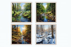 4 Seasons Wall Art Set of 4-nature Artwork-rustic Print-seasons Wall Decor-4 Seasons Art-spring/summer/fall/winter Wall Art-seasons Poster - Etsy