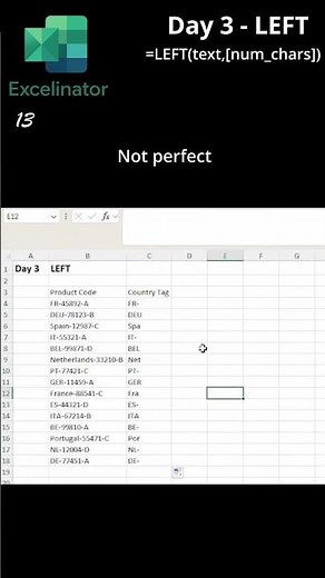 Excel in 30 seconds. Day 3: LEFT