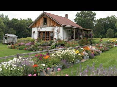 Creative Small Rustic Farmhouse Garden Design Using Recycled Materials for Your Yard!