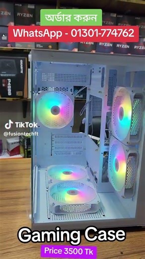Gaming Computer Case with 5 RGB Cooling Fan Price 3500Tk #gaming #freefire #tiktok #pubg #pc
