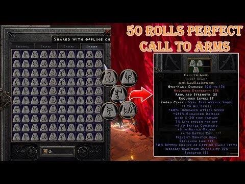 Diablo 2 Resurrected – 50 Rolls for the Perfect Call to Arms Runeword!