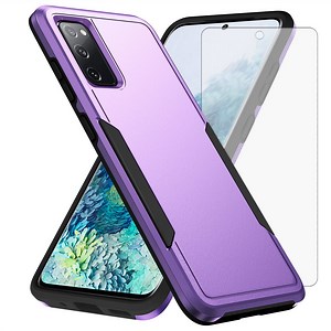 Compatible with Samsung Galaxy S20 FE 5G 6.5 in Phone Case Glass Screen Protector Hybrid Rugged Shockproof Hard Protective Drop Proof Full Body Heavy Duty Mobile Cell Cover for S 20 EF UW 2022 Purple - Walmart.com