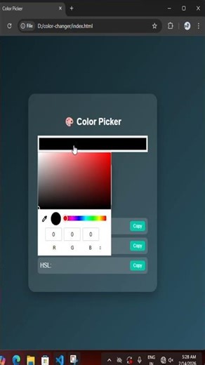 Modern Color Picker App 🎨 | HEX, RGB & HSL Copy Feature | HTML CSS JavaScript ‪@CodeWithHarry‬