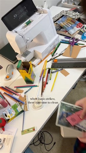 the craft table is going through it😮‍💨 #craftroom #scrapbooking