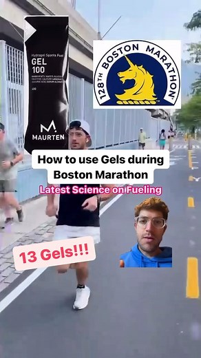 How and when to use gels during the Boston Marathon!! 🏃💨 This is my exact fueling strategy during the marathon based on the latest science. ⛽️ 🧑‍🔬 Research shows we can oxidize or use around 90g carbs per hour during longer events like a marathon. This is critical to help preserve liver glycogen and give our muscles an extra energy source when glycogen stores run low later in the race. 👟 ⚡️ 💪 Therefore, I’m ensuring I get around 90 grams of carbs per hour with a gel that has fructose and g