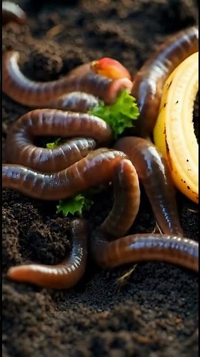 Timelapse: Earthworms Turning Food Waste Into Soil #earthworms#timelapse #nature