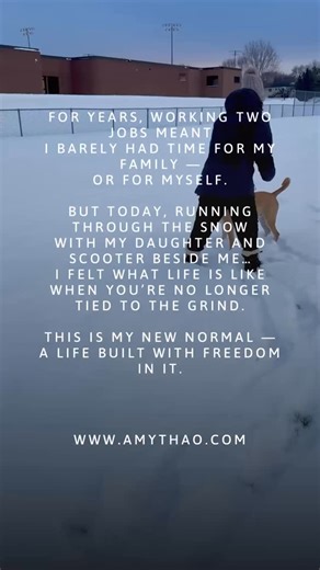 Working two jobs for years had me stretched so thin that I barely recognized my own life. I was surviving… but nowhere close to living. All I wanted was time. Time for my family. Time for myself. Time to breathe without guilt or exhaustion. And that shift started when I finally stopped believing that the grind was the only way forward. I found a mentorship-based digital model that let me start reclaiming my peace while earning — not after. Today’s video says it all. Running in the snow with my d