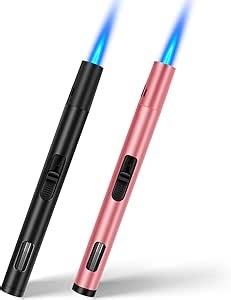 LcFun 2 Pack Torch Lighters Refillable Butane Lighter with Visible Fuel Window, Windproof Adjustable Jet Flame Long Lighters for Candle, Grill, BBQ, Camping, Fireworks (Butane NOT Included)