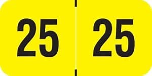 2025 Year Labels, Doctor Stuff 2025 Chart Stickers, Fluorescent Yellow Color Coded, USA Made Year Stickers for End Tab File Folders, 500 Labels/Roll in a Dispenser Box, 3/4" x 1-1/2"