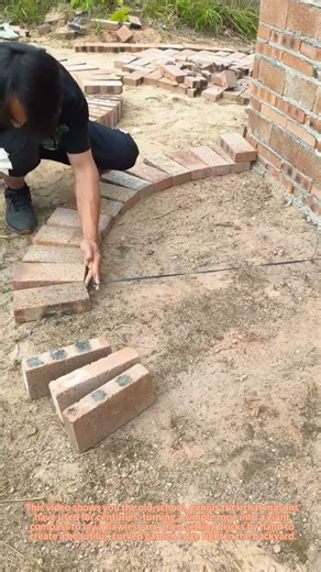 Bricklayer Builds Curved Flower Bed With Just a Rope! Satisfying Work