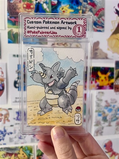 Rhydon ORIGINAL Watercolour Painted Pokemon Card - Etsy