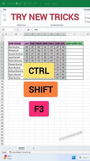 Sale Sum Tricks in Excel | Easy Method to Calculate Total Sales #focusinguide #shorts