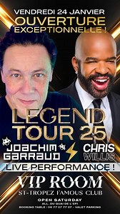 15K views · 219 reactions | Hello les Space Invaders du var (83) qu’est ce que vous faites le vendredi 24 janvier ? j’ai décidé de faire une grosse surprise à mon Ami Jean Roch au VIP ROOM à Saint Tropez Avec Chris Willis et moi même en live. C’est normalement fermé à cette époque … mais on s’en fou n’est ce pas 狼 #live #djset #singer #electro #music #sainttropez #nightclub viproomsainttropez chriswillismusic jeanroch | Joachim Garraud | Facebook