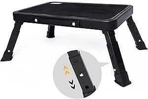 3 Levels Adjustable Folding Step Stool,Foldable RV Step Stool,Safer Metal Stepping Stool for Adults and Seniors,Sturdy and Stable,350 Ibs Capacity,for Bedroom,Kitchen,Office,SUV and More Use