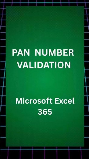 Learn how to verify PAN numbers in Excel using simple formulas and data validation #exceltips