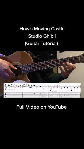 Howl's Moving Castle Guitar Tutorial with Tabs and PDF | Studio Ghibli