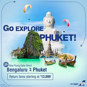 'Tis the SEA-son for turquoise waters and white sand beaches! Now fly daily direct from Mumbai, Delhi and Bengaluru to Phuket at introductory return fares starting ₹13,899*. Book now: https://bit.ly/2SfKFLN | GO FIRST