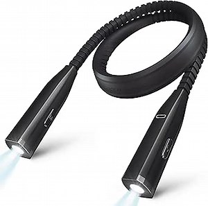 LEPOWER-TEC Reading Neck Light, 3-Color & 5-Brightness, Book Light for Reading in Bed, Rechargeable Lamp with Comfortable Silicone Arm, Eye-Caring Neck Lamp for Reading, Knitting, Crafting