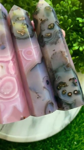 Rare Dendritic Jelly Pink Agate Tower | Healing Crystal Decor - Etsy