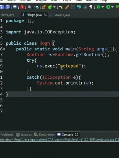 Notepad open program in Java #shorts #java