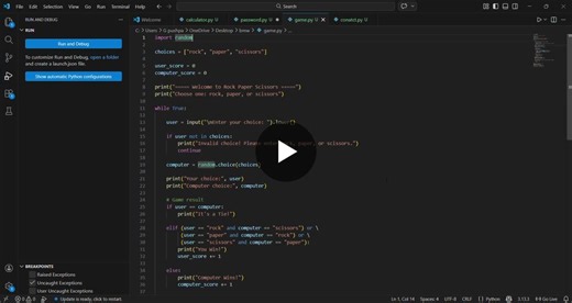 #python #codsoft #programming #pythonprojects #gamedevelopment #learning | Pushpa Gownolla