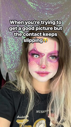 Can’t tell where the heck I was looking. My eyes were all⬆️⬇️🤣 #facepaint #creativemakeup #artist #contactlens #fail #clowncore | Squishy Doodle Face Painting