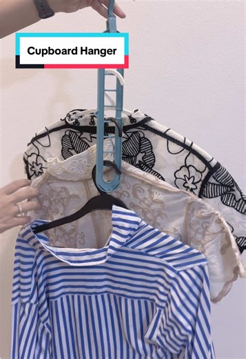 Small closet? This hanger holds 9 clothes in one and saves so much cupboard space. Perfect for organizing your wardrobe and keeping everything neat. Definitely a must-have product recommendation for small closets! #closetorganization #homessentials #fyp #viral #sgtiktok