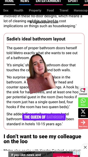 ‼️ Join the movement to bring bathroom doors back to hotels!!! It’s been a very interesting week as more and more publications pick up the BringBackDoors.com movement and talk about why bathroom doors are becoming obsolete in hotels. But these newspapers have provided a bit of light hearted fun. It’s also interesting to see how different magazines tilt the narrative. Inc definitely had one of the harsher reads, calling it a “culture war” and me a militant. But Metro UK just made me laugh with th