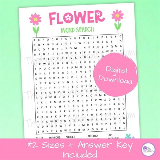 Flower Word Search Printable, Floral Puzzle for Kids & Adults, Spring Activity Sheet, Garden Party Game, Classroom Worksheet PDF - Etsy