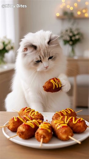 ASMR Cat vs. Korean Cheese Corn Dog! 🌭