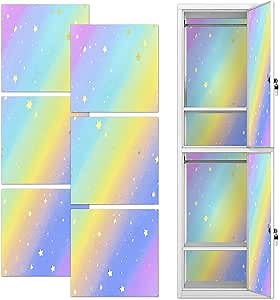 6 Pcs School Locker Magnetic Wallpaper 12" x 12"Removable, Waterproof, Trimmable Sticker Locker Decorations Accessories, Back to School Supplies University Students Teens and Office Wall(Rainbow)