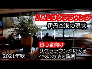 JALサクララウンジ　大阪伊丹空港の現状　初心者向け　サクララウンジに入室できる4つの方法を説明します　コロナ渦でラウンジの一部閉鎖やアルコールの提供中止などがありましたが2021年10月の現状を紹介