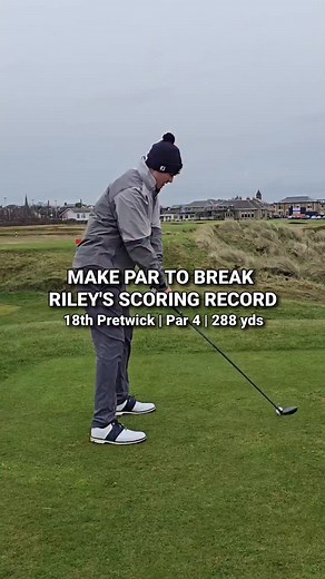 Can Riley break his scoring record (unofficial) 🏌️ The 18th at @prestwickgc offers a kind finish to the round! However framed by the clubhouse and out of bounds immediately behind the green, you need to make sure you don't over do it! It was great to see @rileybanksgolf storm that back 9 with 3 birdies and an eagle to finish -4 (67) for his round. Even if I was off the back of a 6&4 defeat 🫣 Love this place and what a course to go low! 🤝🏼 . . . . . . . . . . . . . #fathersongolf #juniorgolf 
