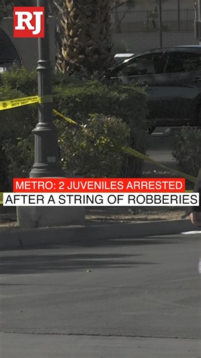 Two male juveniles were taken into police custody Tuesday after a string of robberies and a pursuit throughout the Las Vegas Valley, authorities said. Police said each victim reported the suspects using a gun. FULL STORY: lvrj.com/post/3649748 | Las Vegas Review-Journal