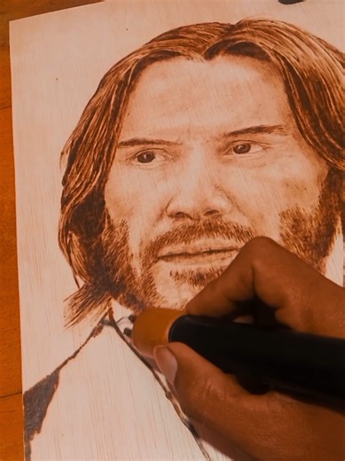 John wick on pyrography menggambar menggunakan tekhnik bakar diatas kayu dengan solder khusus #johnwick #keanureeves #pyrography #drawing #art