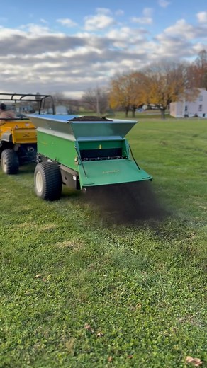 Available now, you can upgrade your ground driven 220/320 spreaders to engage with the 12 volt plug in on your towing vehicle (or purchase new with this option). No more reaching or getting off your spreader to manually engage! This increases efficiency and reduces labor. #compost #topdresser #topdressing #sand #topdress #lawnlevel #compostspreader #turf #spreader #sandspreader #sportfield #organiclawncare #lawnrenovation #organicfertilizer #soilhealth #soilhealthmatters | Earth & Turf Products