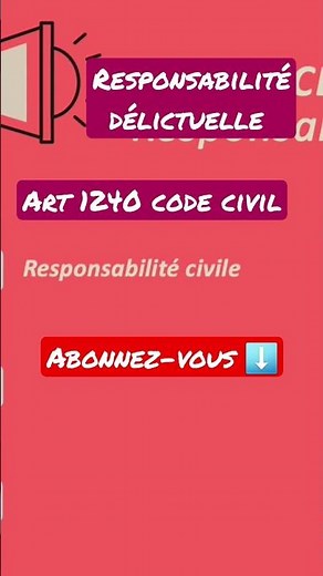 Art. 1240 Code civil (ex1382 code civil) responsabilité délictuelle