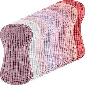 Frienda 8 Pieces Muslin Burp Cloths for Baby Cotton Burp Cloth Large 20 x10 Muslin Washcloths Diaper Soft Absorbent Newborn Face Towels for Boys Girls Drool Messes