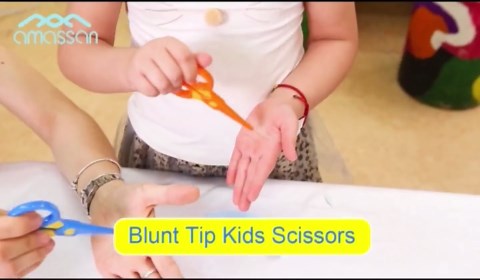 3-Pack Toddler Safety Scissors Kit - Child-Safe Preschool Training Scissors & 60 Sheets Craft Paper | Ergonomic Blunt Tips, Early Childhood Development Tools for Kids 2-5 Years