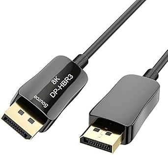 CABLEDECONN Fiber 8K 4K DisplayPort Cable - DP 1.4 HBR3 8K@60Hz 4K@144Hz High Speed 32.4Gbps Optical Fiber Slim and Flexible DP Cable - 20m 65ft