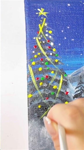 The Easiest Snowy Christmas Forest Painting Using a Toothbrush