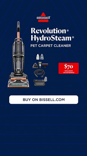 The Revolution® Hydrosteam® Carpet Cleaner easily lifts stubborn pet stains and stuck-on messes from carpets and upholstery. | BISSELL